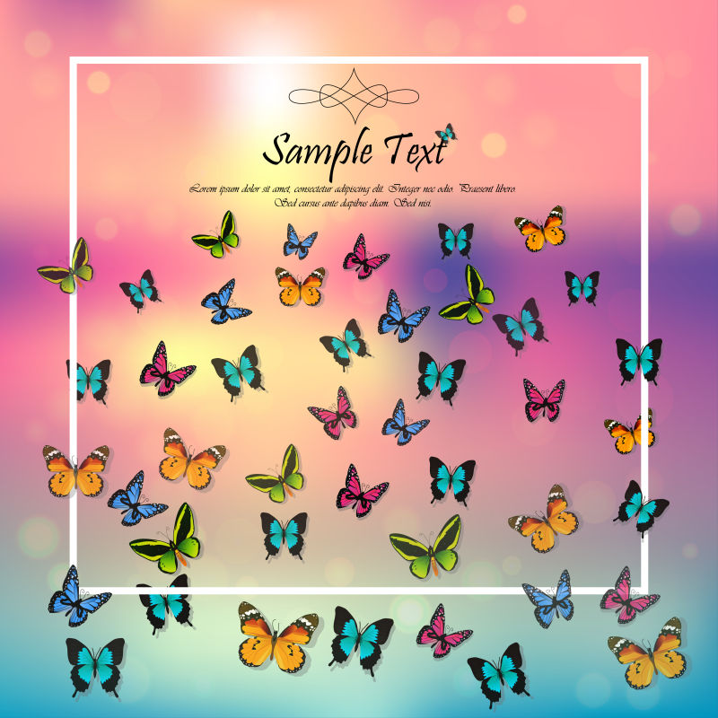 抽象矢量现代彩色蝴蝶元素装饰背景