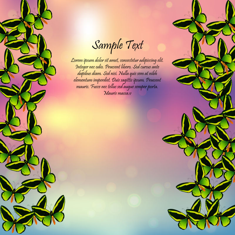 抽象矢量绿色蝴蝶元素的装饰背景设计