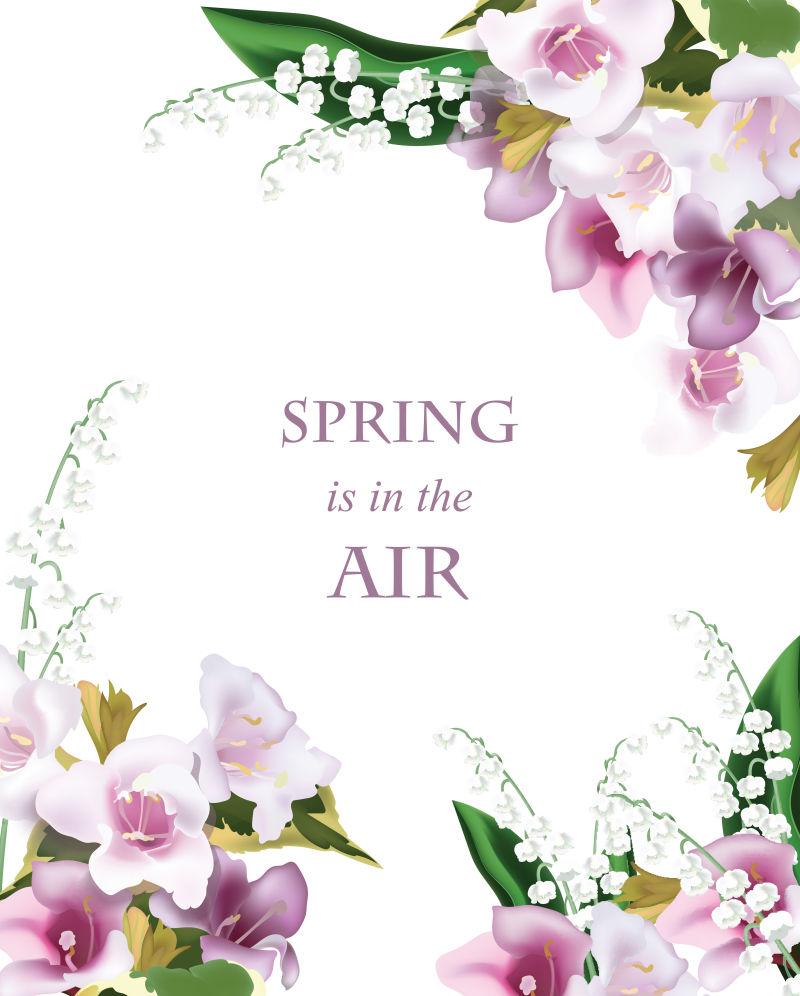 矢量花卉元素的春季背景