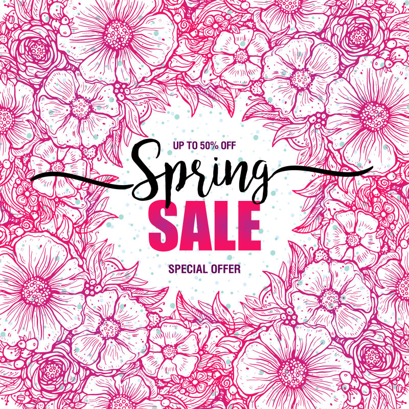 矢量花朵装饰的春季销售设计