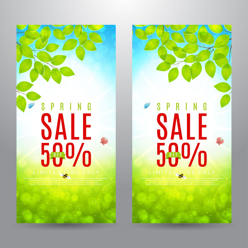 矢量春季的销售横幅设计