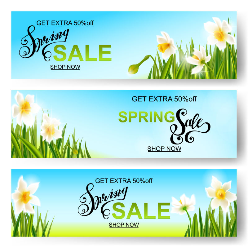 矢量水仙花销售横幅设计