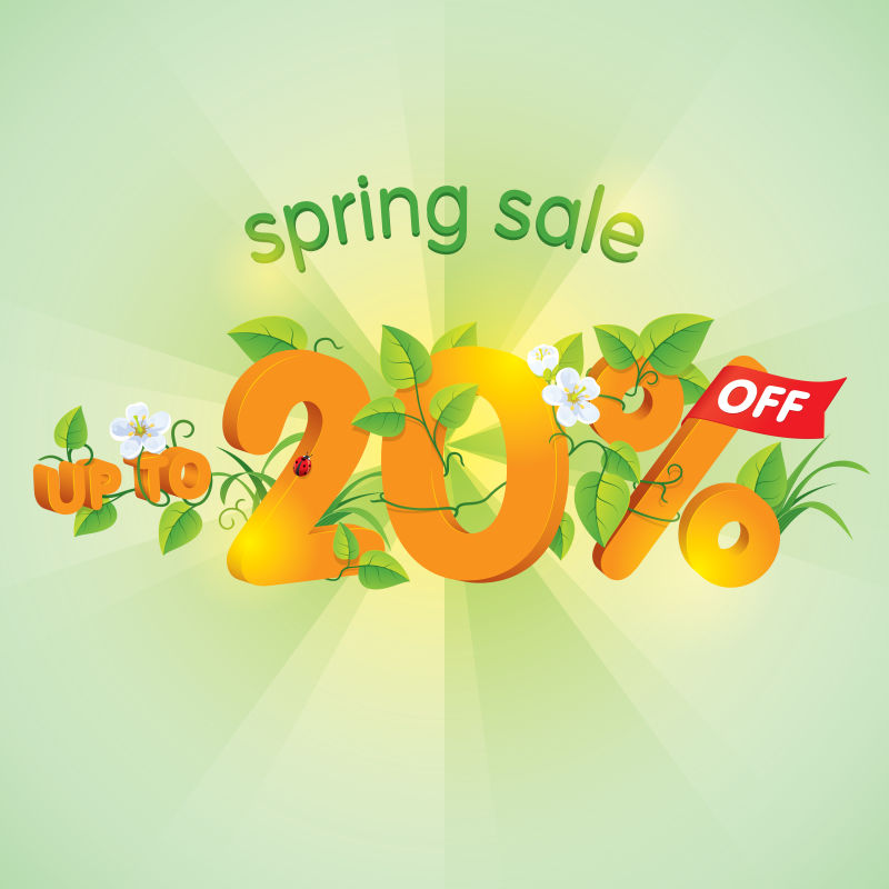 矢量春季二折销售设计