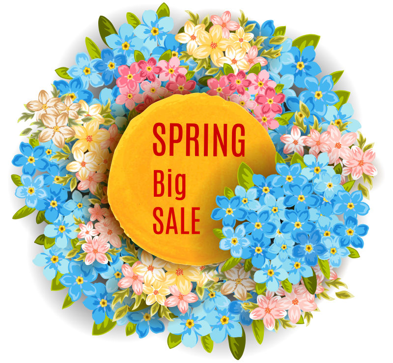 矢量花朵装饰春季销售设计