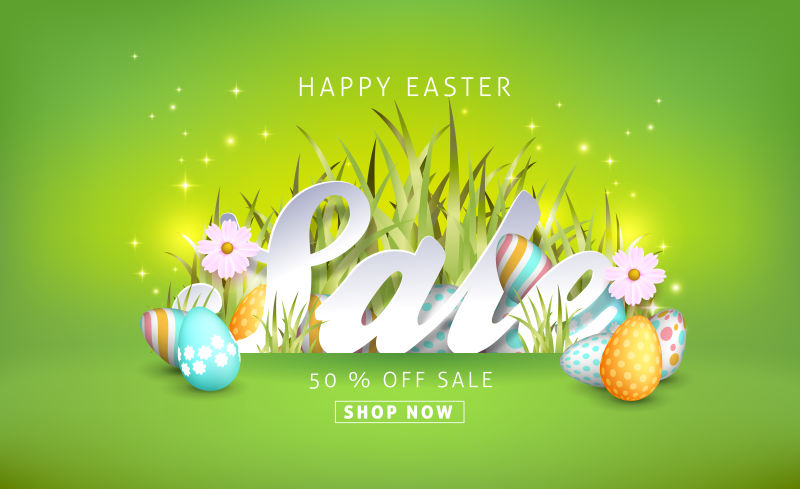 矢量彩蛋元素的复活节销售海报设计
