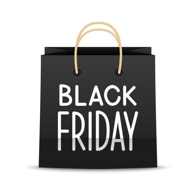 矢量的黑色礼品袋插图