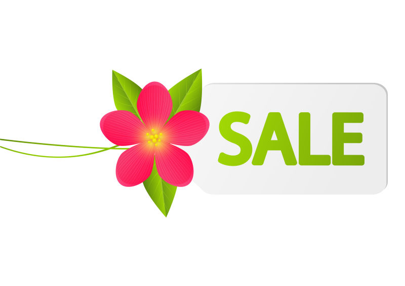 花卉图案的白色标签矢量设计