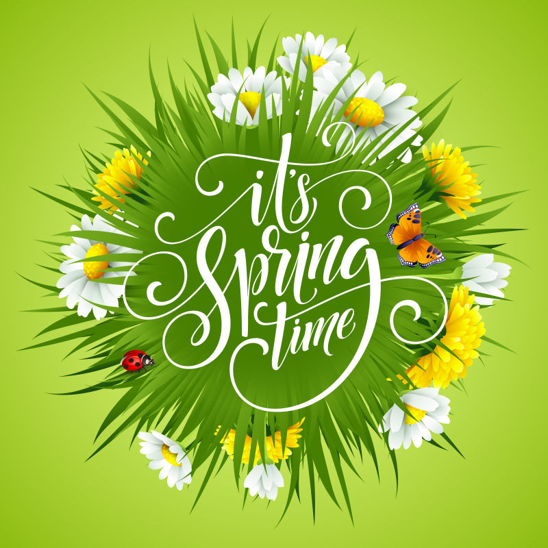 矢量创意花卉元素的春季背景设计