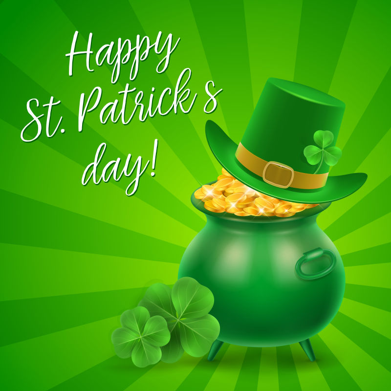 创意矢量绿色金币元素的圣帕特里克节海报设计