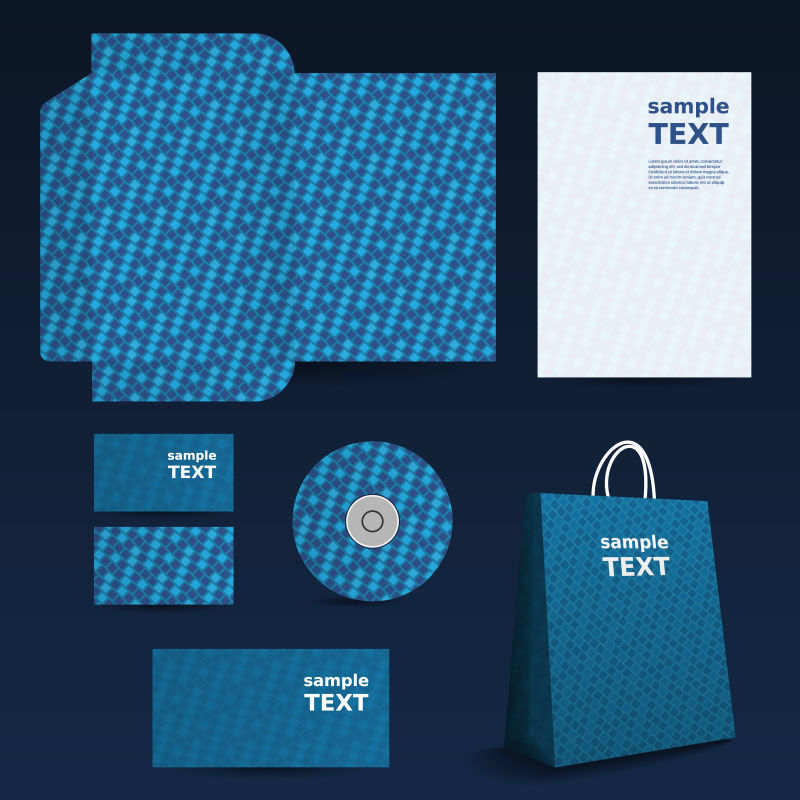 创意矢量蓝色格纹元素装饰的企业宣传设计