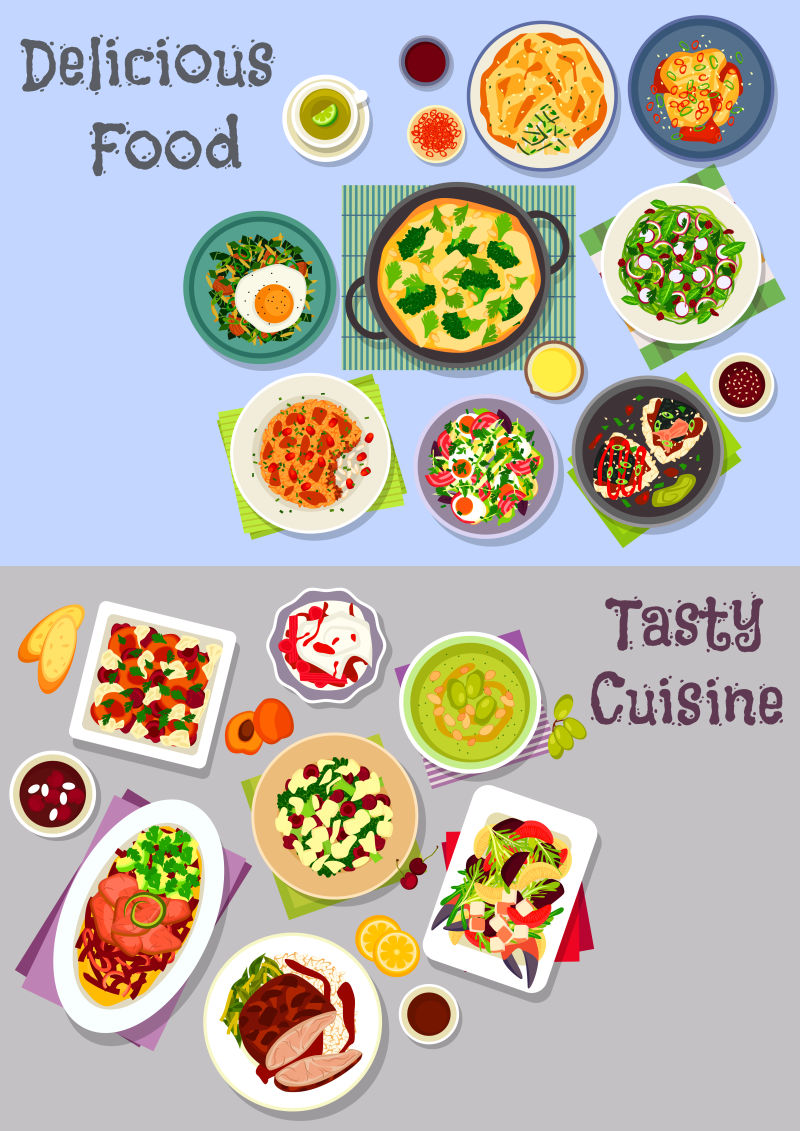 创意矢量现代健康食品元素装饰背景设计