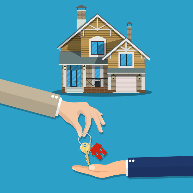 抽象矢量现代房屋交易主题平面设计插图