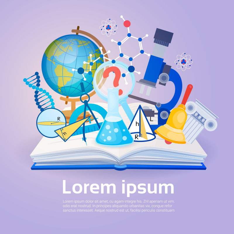 创意矢量现代开放图书馆主题平面设计插图