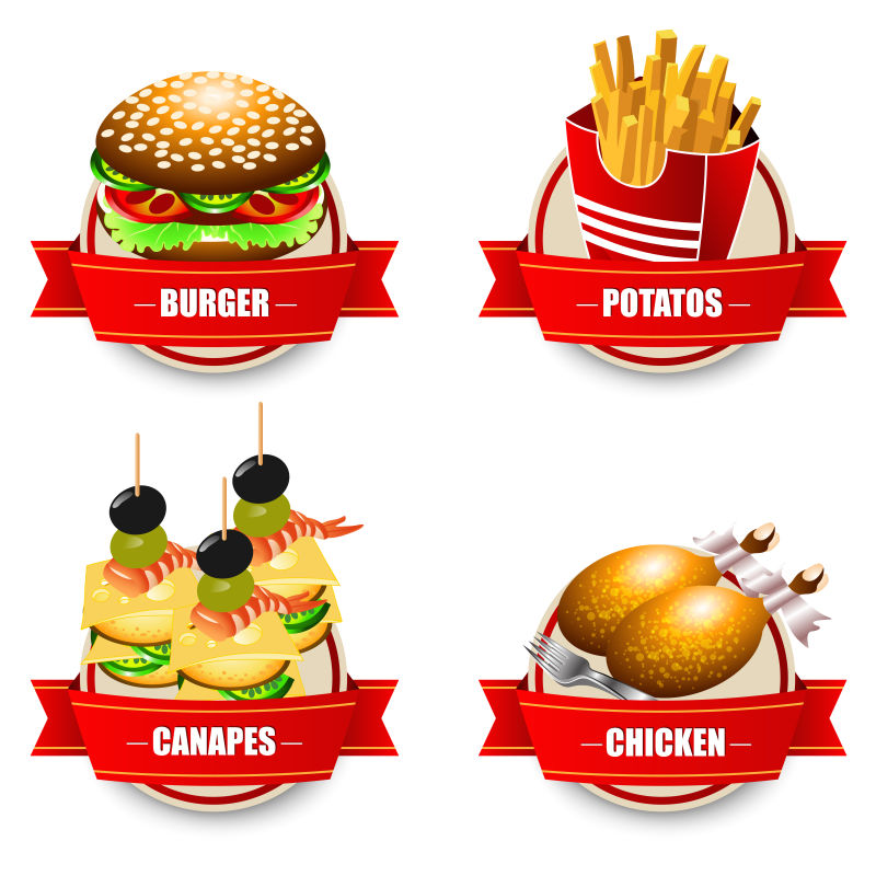 创意快餐标签矢量设计