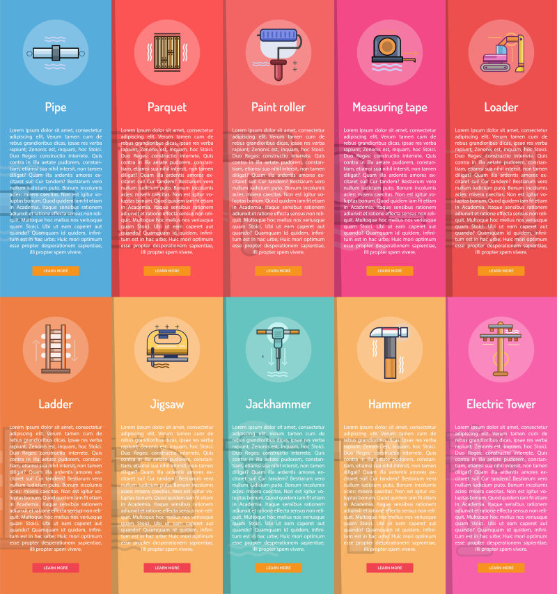 创意矢量工具元素的横幅设计