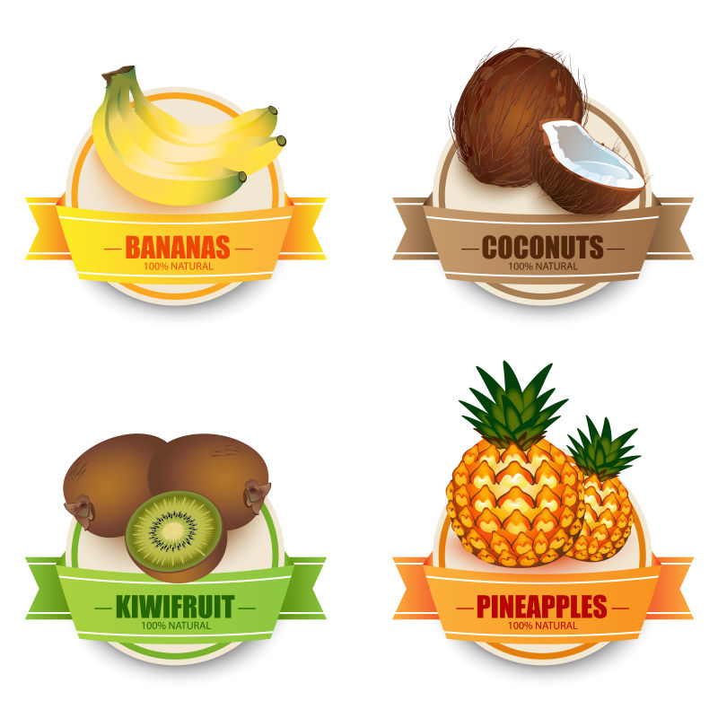 新鲜的水果标签矢量设计