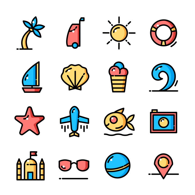 抽象矢量夏日主题图标设计
