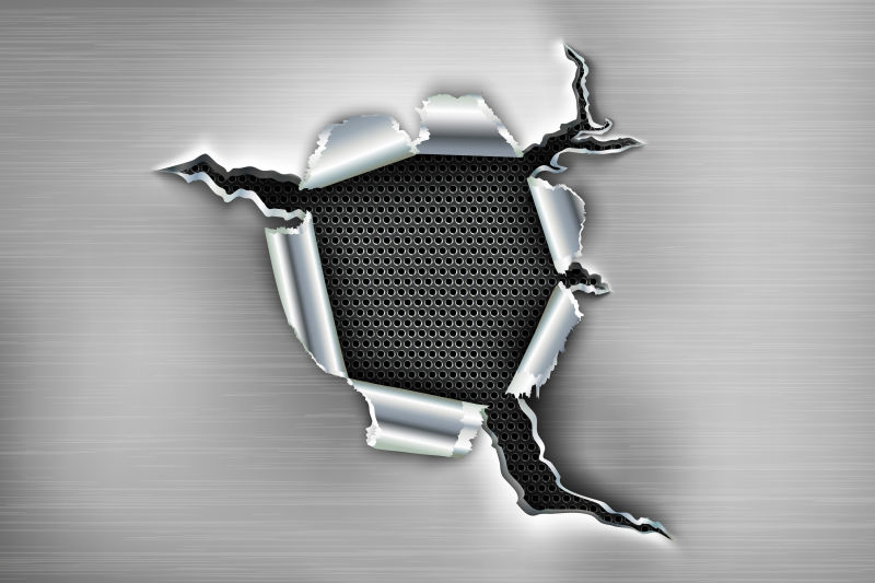 创意矢量撕开的金属设计元素