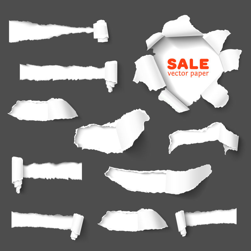 创意矢量不同撕开状的纸片设计