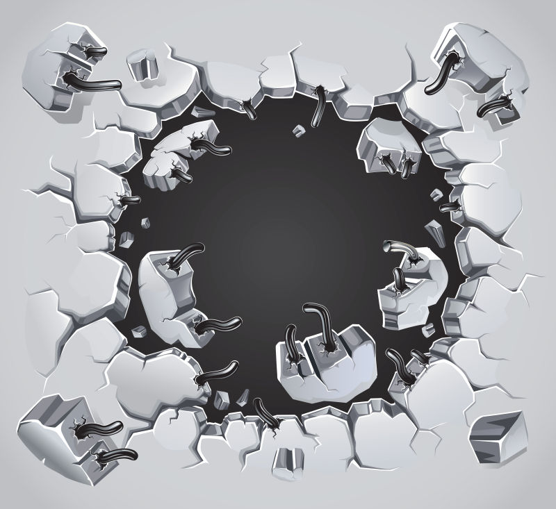 抽象矢量破开的墙面设计