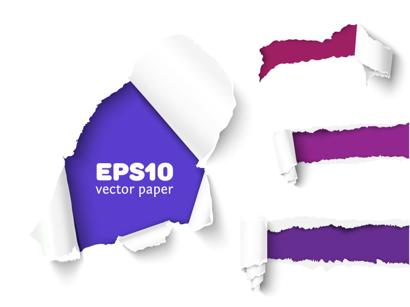 抽象矢量白色撕开的纸设计