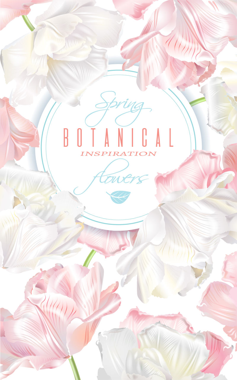 创意矢量手绘风格的花卉元素卡片设计