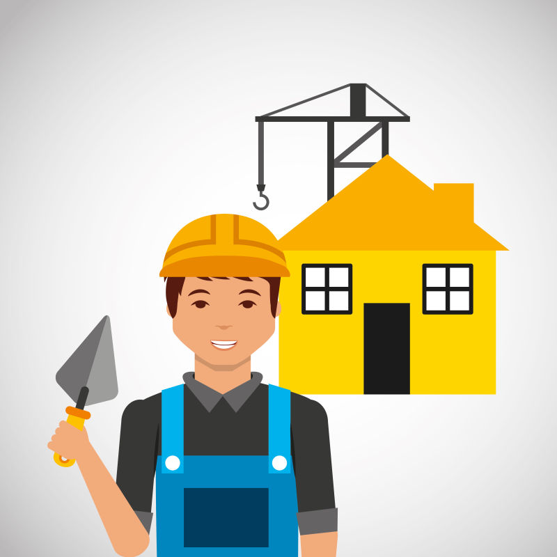 创意矢量施工现场主题平面插图设计