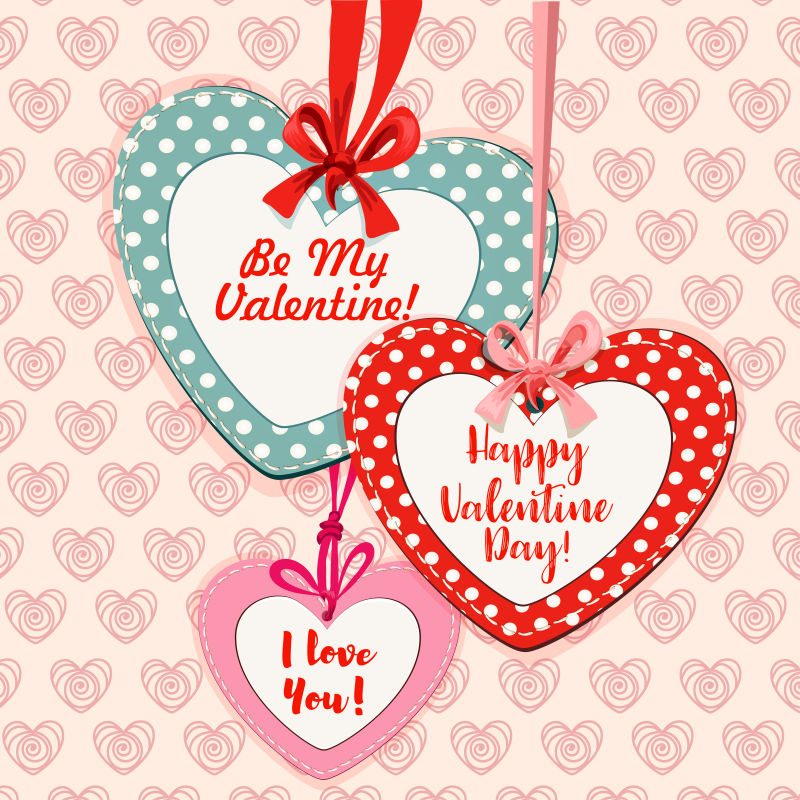 情人节心形精美标签矢量设计
