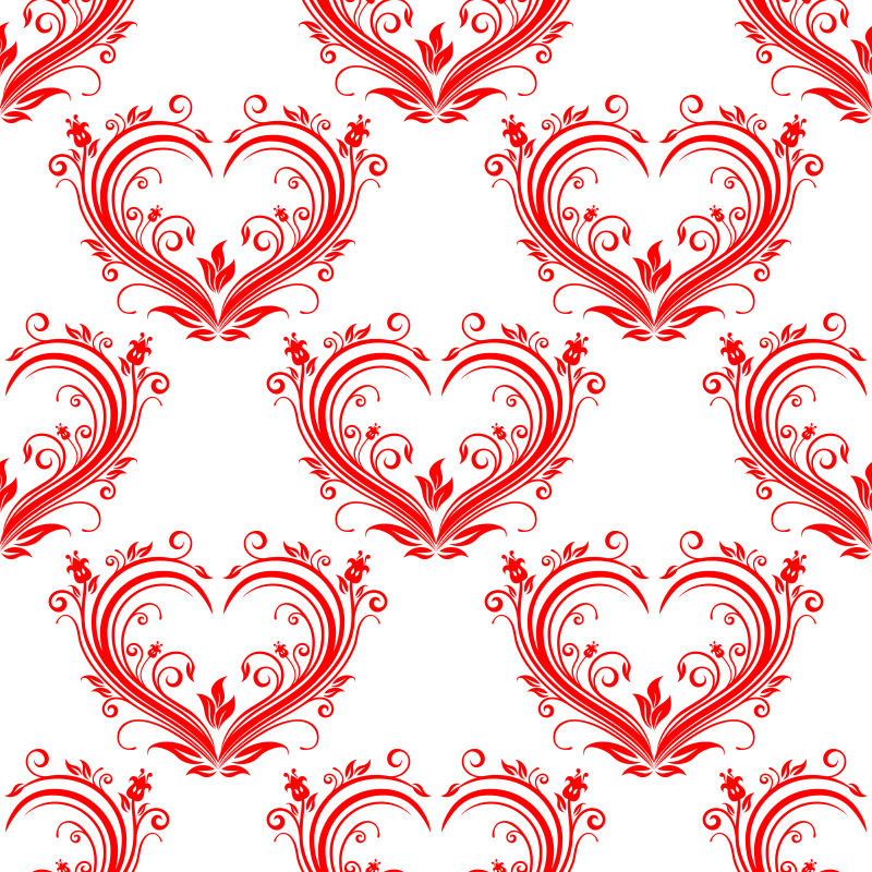 红色情人节花卉背景矢量设计