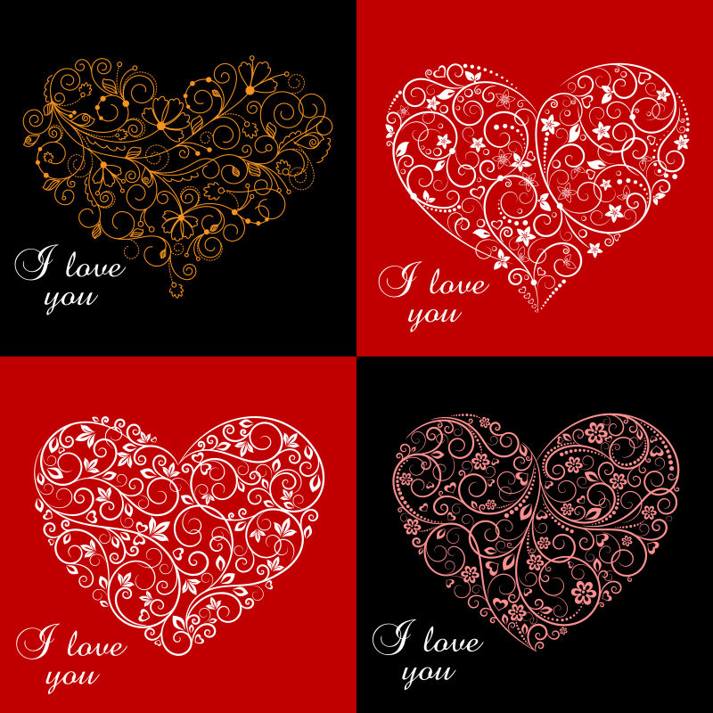 矢量的情人节心形精美贺卡