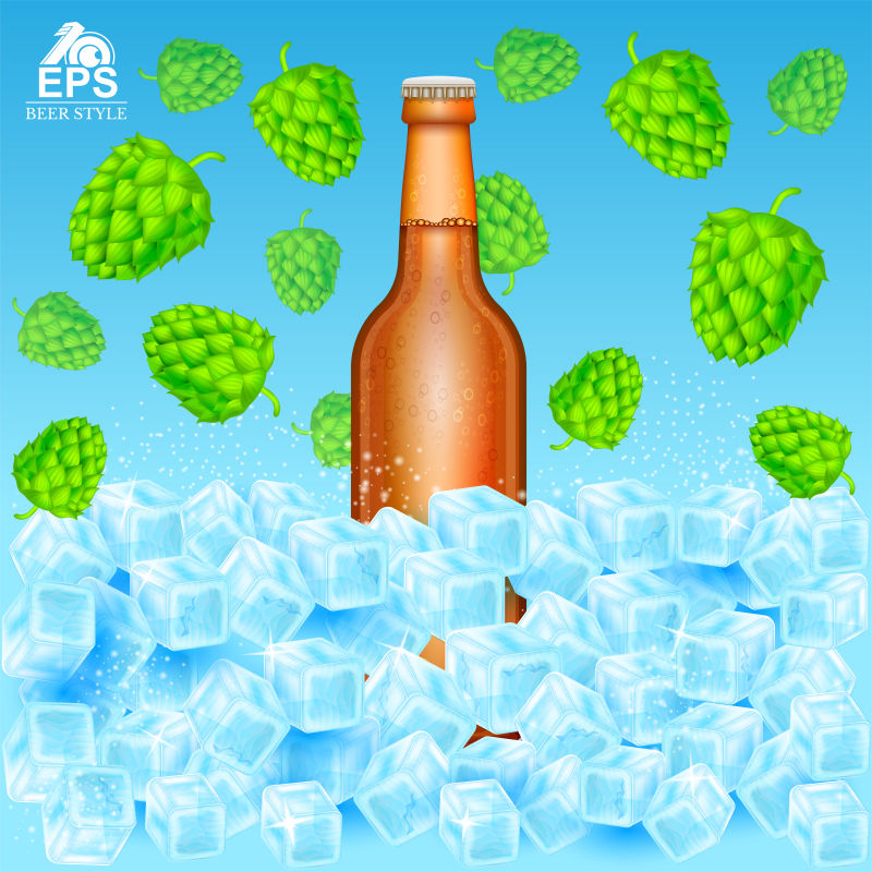 矢量褐色冰镇啤酒设计