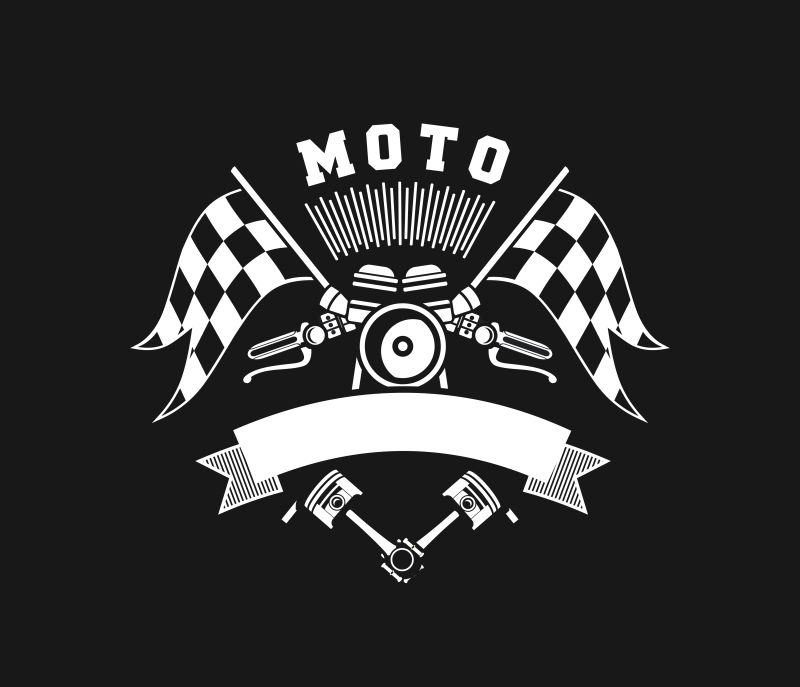 创意矢量摩托车俱乐部平面标志设计