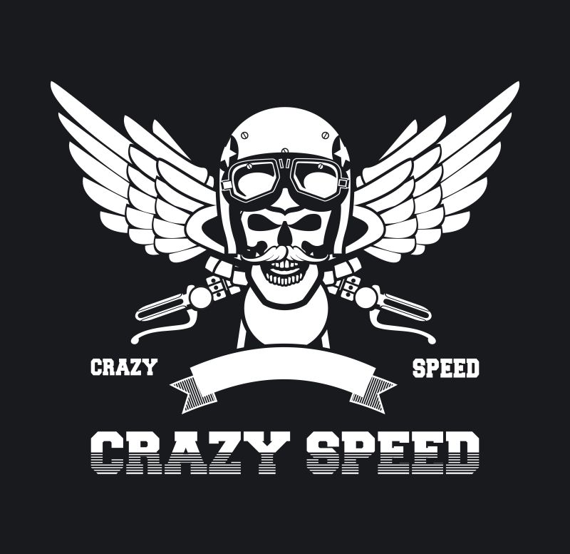 抽象矢量现代抽象摩托车概念标志设计