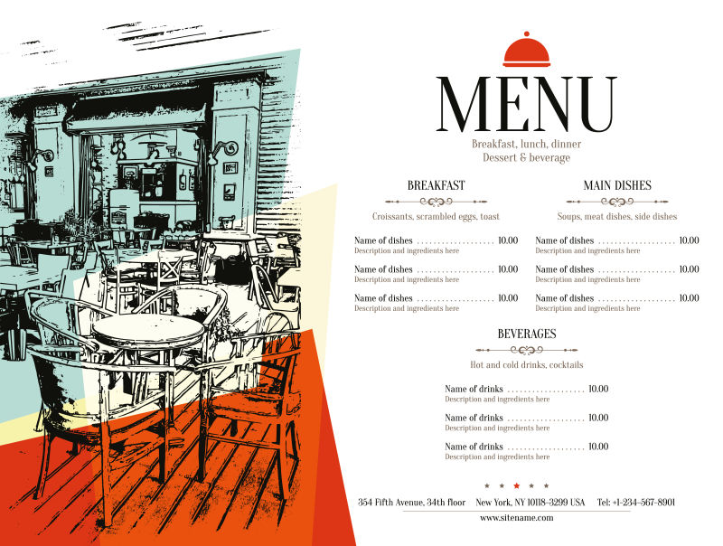 抽象矢量咖啡馆的菜单设计