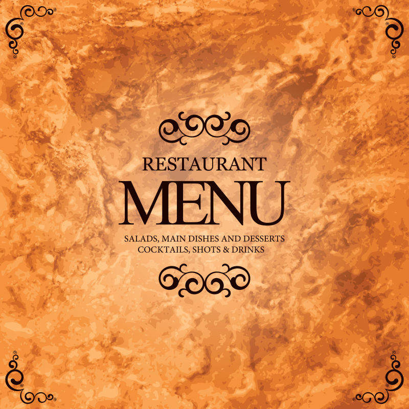 创意矢量现代复古纹样装饰的餐厅菜单设计