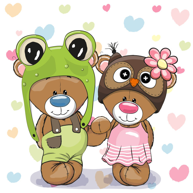 矢量两只可爱的泰迪熊