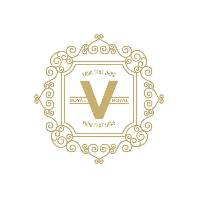 抽象矢量现代金色华丽字母v标志设计
