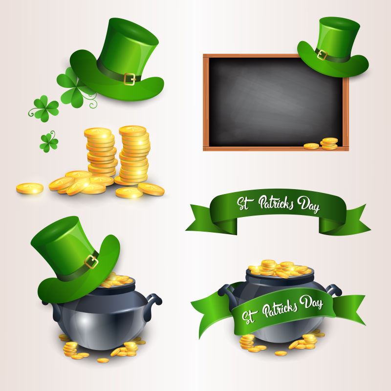 矢量圣帕特里克节主题的图标设计元素