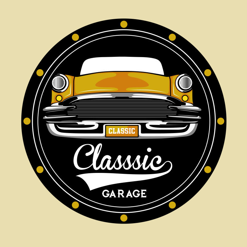 矢量复古汽车的创意图标设计