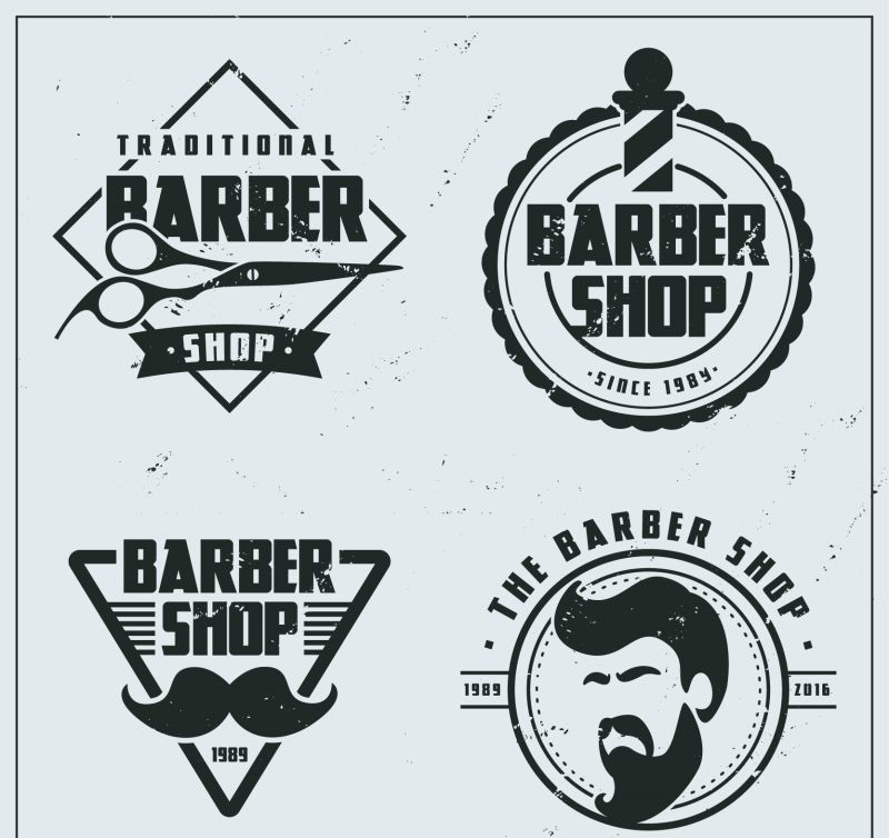 矢量的复古理发标签