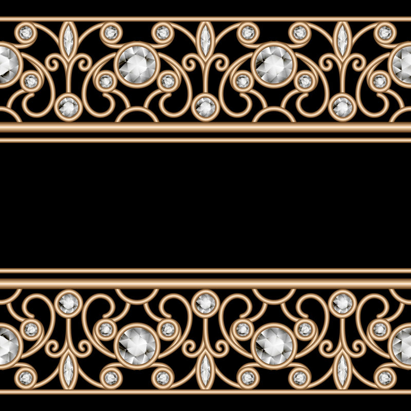 矢量金边镶钻石的装饰设计背景