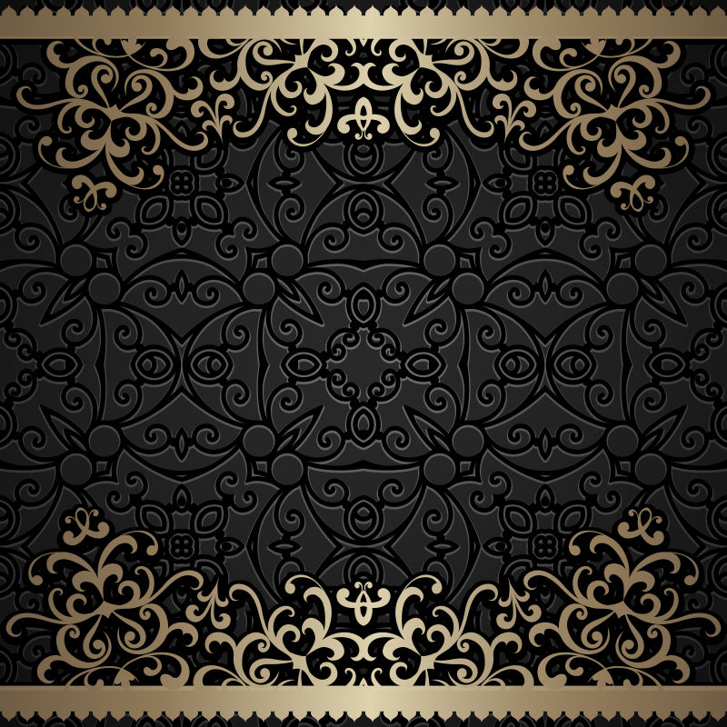 矢量抽象金色花卉纹样装饰背景