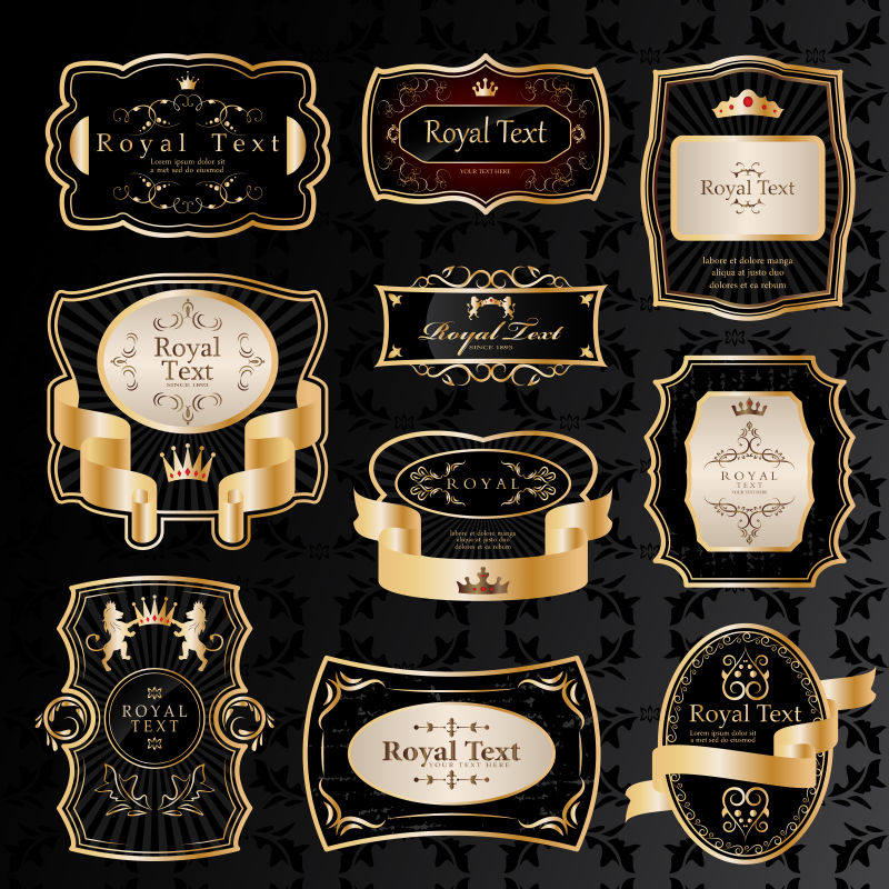 矢量的豪华黑金标签设计