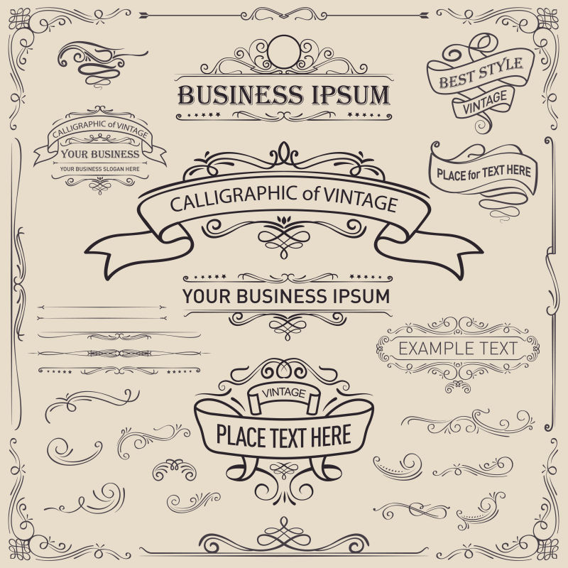 复古的米色装饰矢量插图
