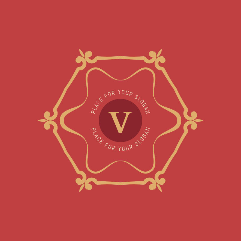 矢量的橙色花卉商标