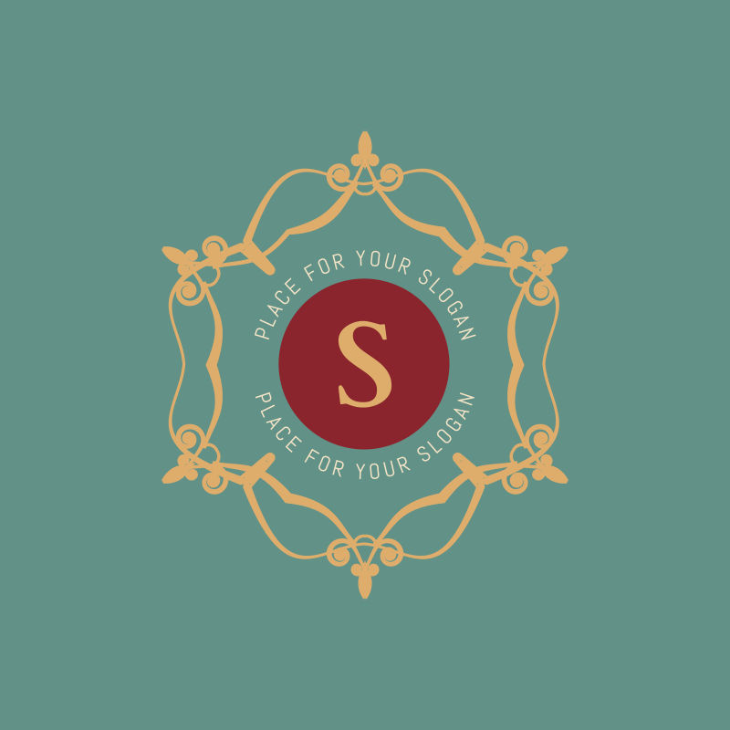 橙色花卉字母商标矢量设计