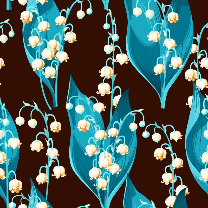 矢量抽象美丽铃兰花的无缝装饰背景
