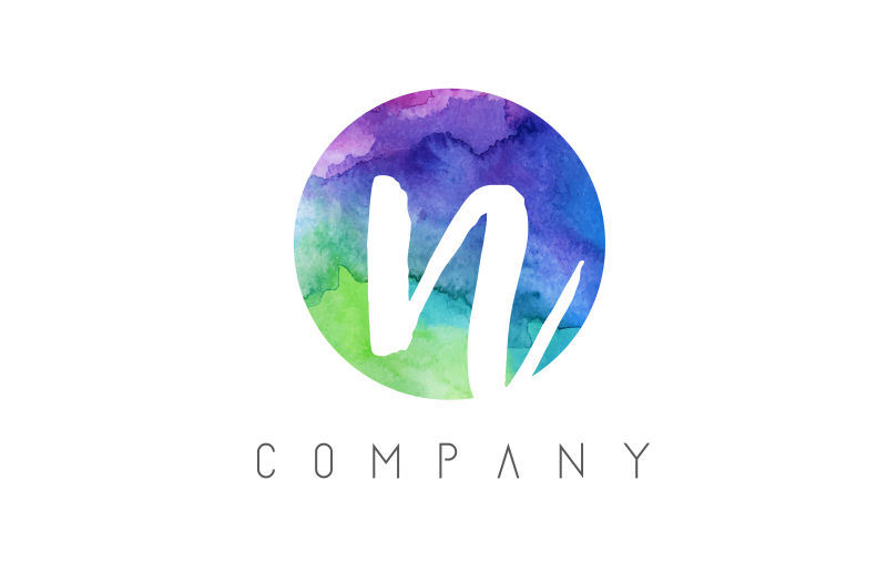 抽象矢量水彩字母n标志设计