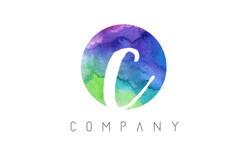 抽象矢量水彩字母c标志设计