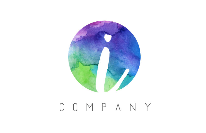 抽象矢量水彩字母i标志设计